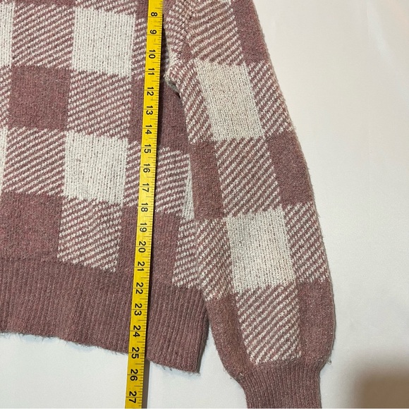 Olive & Oak Checkered Turtleneck Sweater Size Large Pink Women’s Soft plaid - Picture 5 of 7